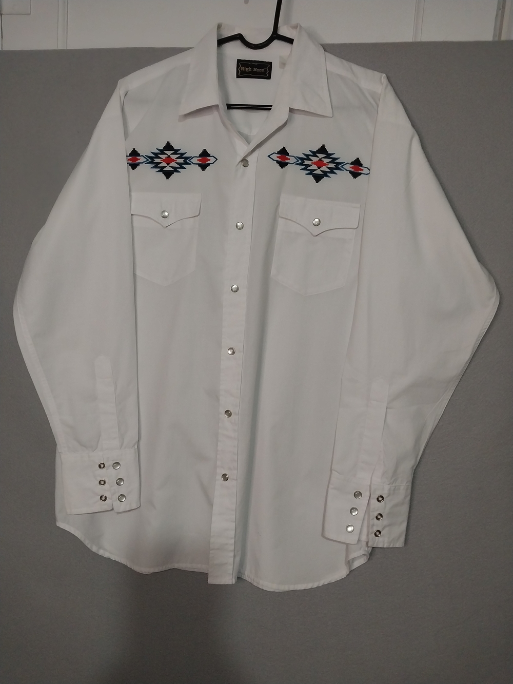High Noon Western Embroidered Snap-Front White Men's Shirt